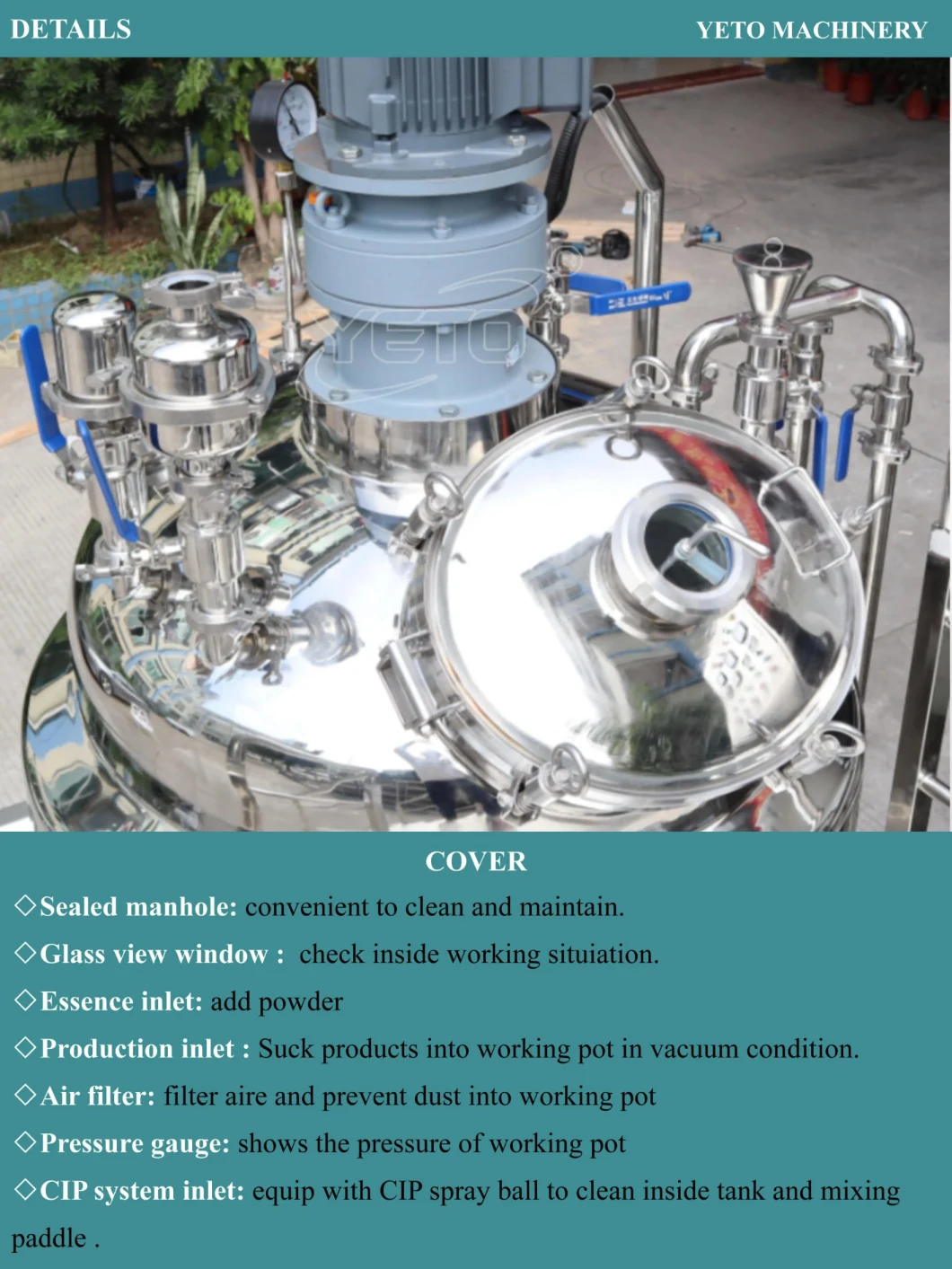 Cosmetic Cream Body Lotion Mixer Making Machine with Agitator Industrial Blending Emulsifying Homogenizer Vacuum Mixing Tank